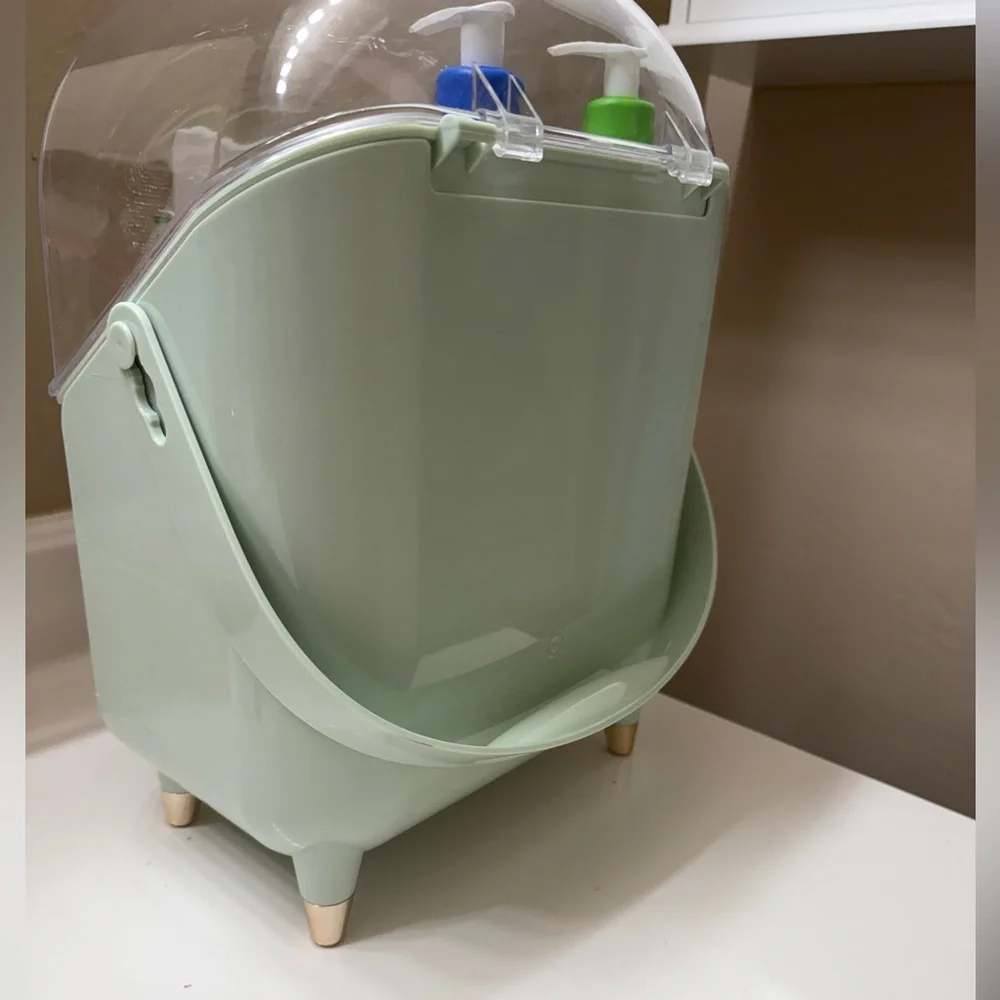 Multi-Compartment Mint-colored Makeup Organizer